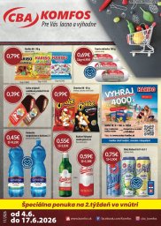 1. strana letáka CBA Komfos 4. 6. - 17. 6. 2026 